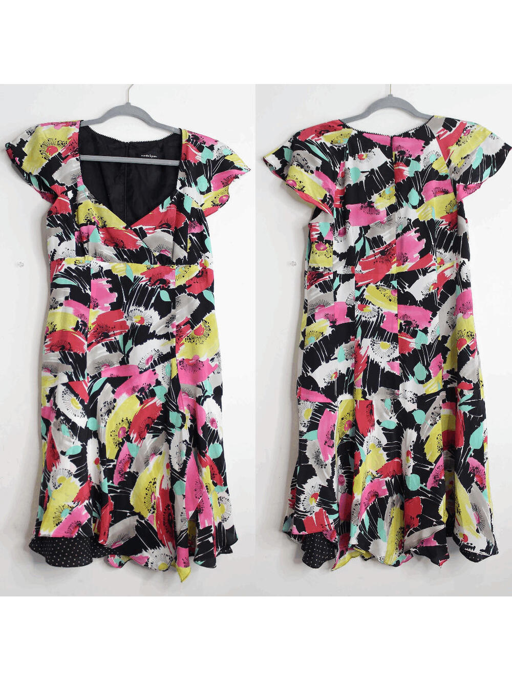 Nanette Lepore Colorful Retro Pinup Floral Short Sleeve Dress - 8
